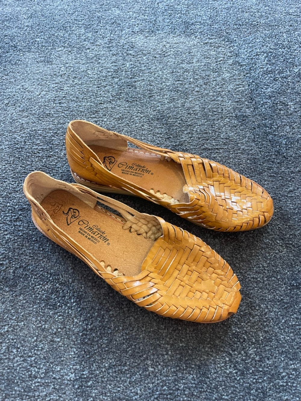 Tan Woven Leather Huarache Moccasins